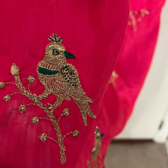 Handmade Fuschia Dress w/ Gold Embroidery - Picture 3 of 6